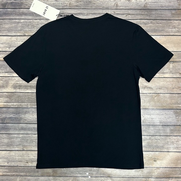 Le Bent Black White Ultralight Logo Print Short Sleeve Wool Bamboo T Shirt NWT - Picture 2 of 7